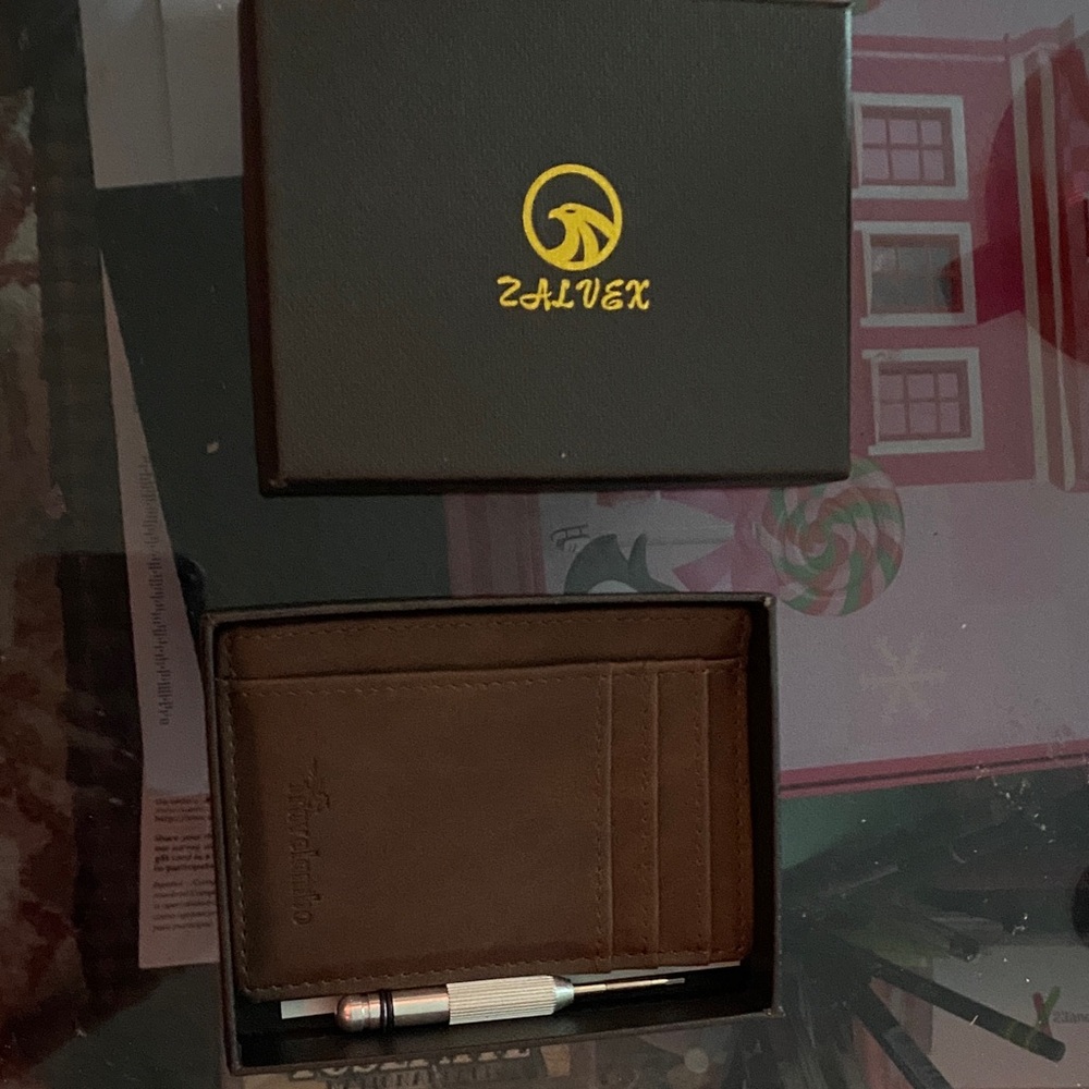 Brown Leather Card Holder with Tool